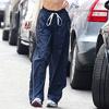 Lacivert Beli Lastikli Şeritli Baggy Pantolon