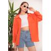 Modal Kumaş Oversize Kadın Gömlek-Oranj