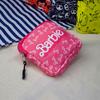 Pembe Barbie Logo Yazı Kolaj Makyaj Çantası