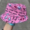 Pembe Hello Kitty Snowflake Kolaj Bucket Şapka