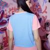 Pembe Kollu Anime Hatsune Miku- Best Electric Guitarist Mavi Yarım T-Shirt