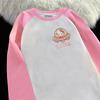 Pembe Raglan Kollu Anime Hello Kitty Astronaut Beyaz (Unisex) Uzun Kollu