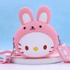 Pembe Tavşan Kulaklı Hello Kitty Face Omuz Askılı Silikon Çocuk Çantası