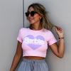 Pembe Yeni Kalpli Barbie Logo Yarım T-Shirt