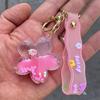 Pembe Yonca Motifli Hello Kitty Şeffaf Anahtarlık