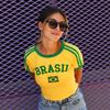 Sarı Vintage Brasil Yarım T-Shirt