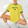 Sarı Vintage Brasil Yeşil Şeritli Unisex T-shirt