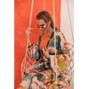 Saten Kumaş Batik Desen Kadın Kimono-YAĞ YEŞİLİ