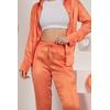 Saten Kumaş Beli Lastikli Kadın Pantolon-Oranj