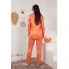 Saten Kumaş Beli Lastikli Kadın Pantolon-Oranj