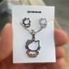 Silver Hello Kitty Toka Detaylı Silüet Kolye Ve Küpe Seti