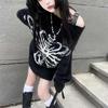 Siyah Basic Skeleton Kayık Yaka Oversize Kazak