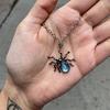 Siyah Blue Gemstone Spider Silver Kolye