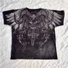 Siyah Gothic Devil Horned Skull Cyber Grunge Unisex T-shirt
