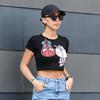 Siyah Hello Kitty And Spider-Man Kissing Yarım T-Shirt