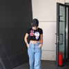 Siyah Hello Kitty And Spider-Man Kissing Yarım T-Shirt