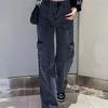 Siyah Kargo Cepli Vintage Kot Pantolon