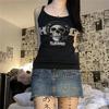 Siyah Playback Skull Askılı Kadın T-Shirt