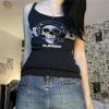 Siyah Playback Skull Askılı Kadın T-Shirt