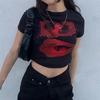 Siyah Radical Halftone Eyes Yarım T-Shirt