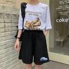 Siyah Sally Baskılı Penye Unisex Şort
