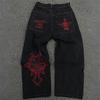 Siyah Nakışlı Skeleton Heaven Can Wait Streetwear Jean Pantolon