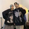Siyah Vintage Anime Çift Uzun Kollu Sweatshirt