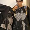 Siyah Vintage Anime Çift Uzun Kollu Sweatshirt