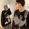 Siyah Vintage Anime Girl & Anime Boy Couple Uzun Kollu Sweatshirt