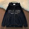 Yeni Unoffcall Siyah (Unisex) Fermuarlı Kapüşonlu Sweatshirt