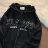 Yeni Unoffcall Siyah (Unisex) Fermuarlı Kapüşonlu Sweatshirt