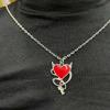 Zincirli Devil Heart Kırmızı Kolye